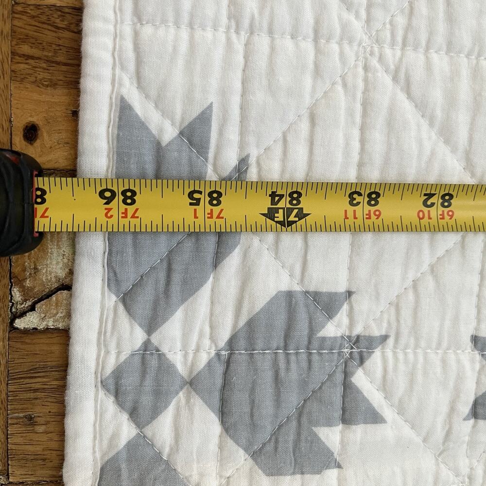 Bee & Willow Neutral White & Gray Full Queen Quilted Coverlet Cotton - Picture 10 of 11